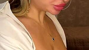 Milf with huge natural tits pours milk, want to lick it off? 😋