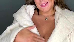 Watch me slip into tight lingerie, showing off my big British curves.