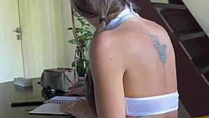 Intriguing homework help turns into cousin licking and flashing with brazilian aluna