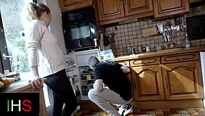 Slutty Blonde Milf Bent Over and Fucked Hard in Kitchen