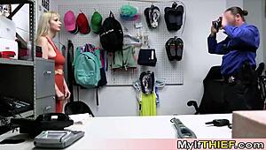 Hey, you got caught shoplifting, now take this rough pounding, beautiful blonde!