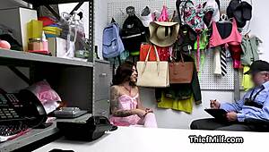 Tattooed Milf in Corset Striptease Fingering Small Tits Blowjob in Office