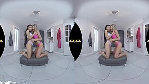 Euro lesbians piss and finger each other in this pov reality tease