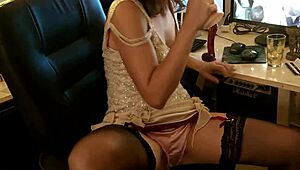 White Slut Fuck in Satin Panties and Black Corset Doggy Style Pants Fuck!