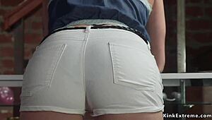 Wow! Sex shop owner anal dominates blonde