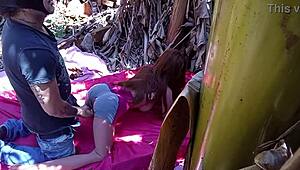 Brunette Amateur Tests Sex Toy on Ass in Public Outdoor Scene