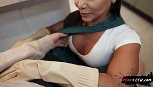 sneaky banging with hot latina cleaner caught by coworker