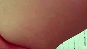 latina gives handjob in bathroom with dildo