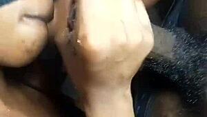 beautiful black teen 18+ performs sloppy blowjob.