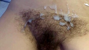 my husband's friends always surprise me with huge cumshots. my hairy pussy can't resist!