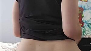 Trans girlfriend dildos her fat ass and cums!