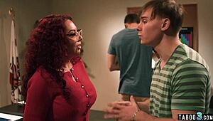 Red mature teacher Kiki Daire gets double penetrated by big cocked students