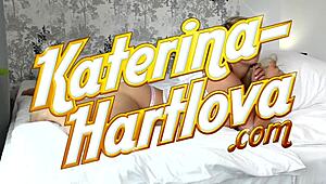 Anal masturbation in sexy lingerie at morning in bed