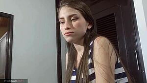 my latina stepsister and i got excited alone in cabin, started touching.