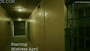 Dominatrix Mistress April unleashes brutal strapon punishment in secret military camp interrogation.