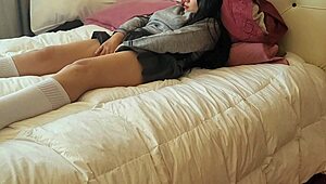 I can't believe it, my school girl neighbor begged me to teach contraception. We got steamy showing her cum outside on her ass!