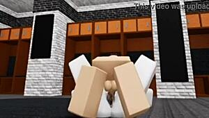 slutty roblox bunny girl sneaks into boys locker room for rough fucking