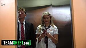 Trapped in Elevator with Horny Guy Using Me as Personal Sex Toy