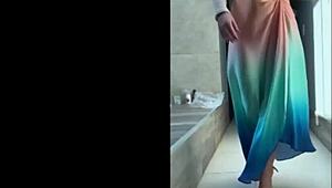 Amateur Mature Woman Dancing Outdoor In Cosplay Skirt, Small Tits Exposed