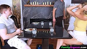 FamilyOrgasm: Stepdad and Stepmom Bang Offspring at Family Dinner