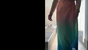 Amateur Mature Woman Dancing Outdoor In Cosplay Skirt, Small Tits Exposed