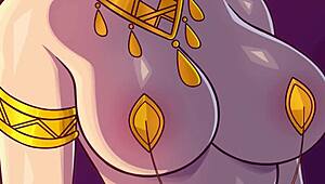 Zelda feels intense pleasure as Urbosa's futanari cock creampies her in this lesbian comic.