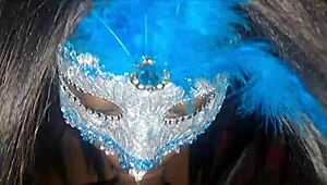 masked ebony receives a facial treatment