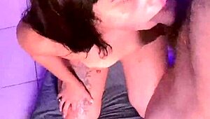 Latina gives oral to neighbor with big cock!