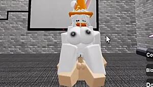 slutty roblox bunny girl sneaks into boys locker room for rough fucking