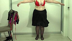 Mature Teacher Chooses A Bra For Work, Big Gorgeous Boobs Jump And Pop Out Of Bras With Saggy Tits