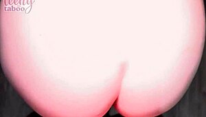 Amber Stark's juicy tits bounce in lingerie while fucking babysitter on bed