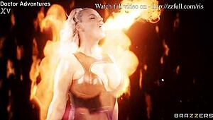 Out of the flames, caucasian babe gives blowjob, ass to mouth, and wet assfucking fetish