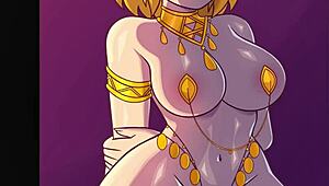 Zelda feels intense pleasure as Urbosa's futanari cock creampies her in this lesbian comic.