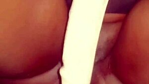 Ebony amateur's solo masturbation with dildo goes viral online.