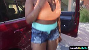 Curvy Ebony Babe Bounces on Stiff Cock