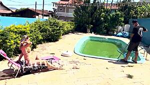 Waited for Husband to Leave, Then Banged Pool Cleaner Hard! Full on Red and Sheer!