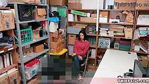 petite half black teen caught shoplifting gets fucked by mall cop