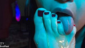 I lick her honey feet and gag on toes