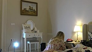 big tits raver girl gives handjob to amateur director backstage