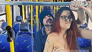 Pretty redhead student groped by stranger on public bus