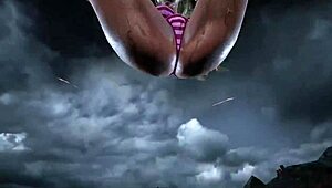 Lili in bikini mod shows big tits in game