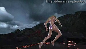 Lili in bikini mod shows big tits in game
