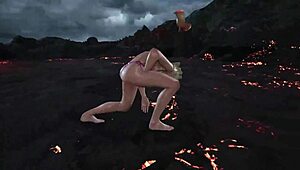 Lili in bikini mod shows big tits in game