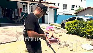 Waited for Husband to Leave, Then Banged Pool Cleaner Hard! Full on Red and Sheer!