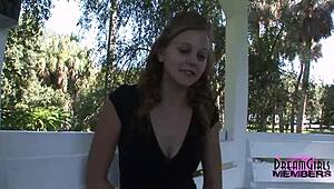 Hey, Wanna See This College Cutie Flash Her Shaved Pussy Outdoors?