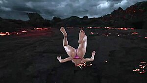 Lili in bikini mod shows big tits in game