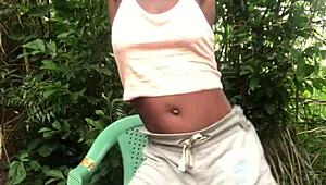 Crazy girl twerking in clothes until showing small tit