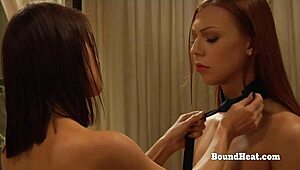 Lesbian Girl In Handcuffs With Big Natural Tits Gets Whipped Hard