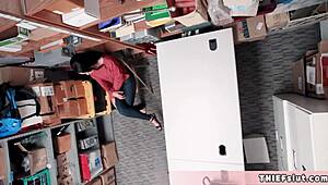 petite half black teen caught shoplifting gets fucked by mall cop