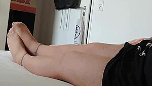 Chubby German Nylon Boy in Nightgown and Pantyhose Fetish Scene